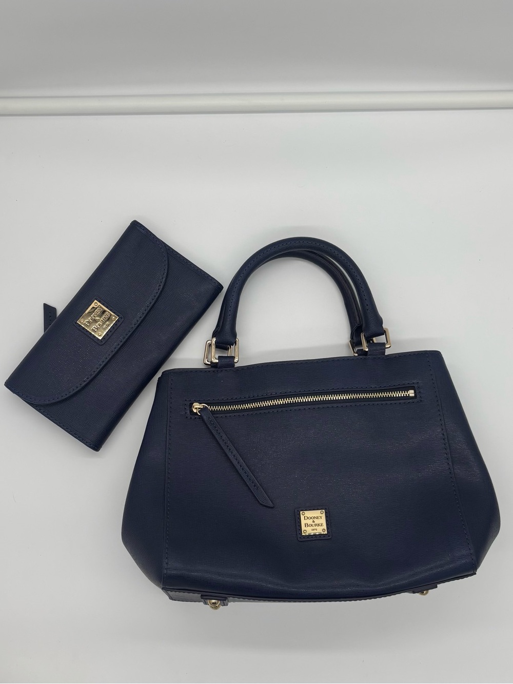 Dooney & Bourke Navy Leather Satchel with Wallet